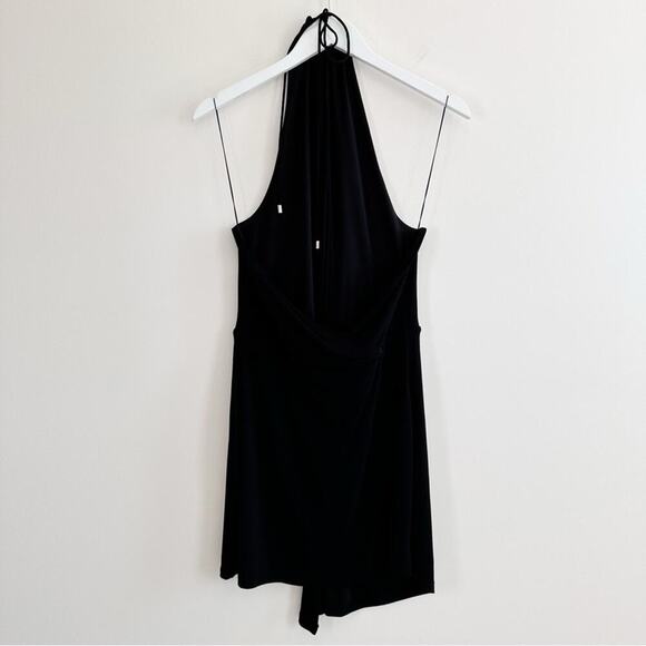 Significant Other Black Loco Halter Dress Low Back Deep V Size 8 - Picture 6 of 9